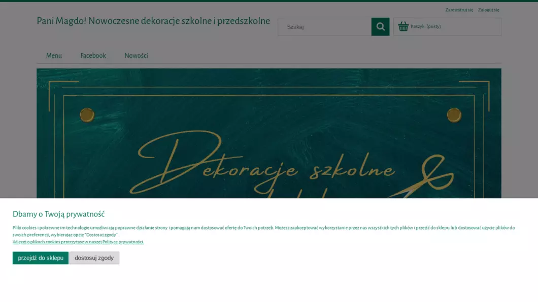 Zrzut ekranu strony Dekoracje na uroczystości szkolne | Sklep internetowy Pani Magdo!