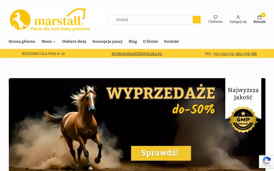 Zrzut ekranu strony Marstall Polska
