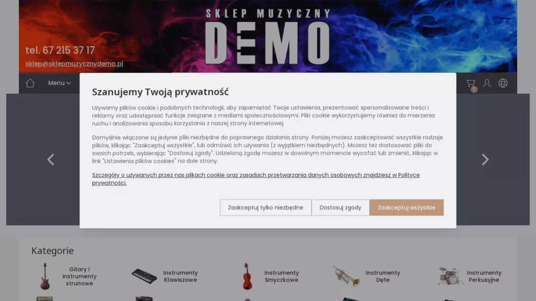 Zrzut ekranu strony Sklep Muzyczny Demo