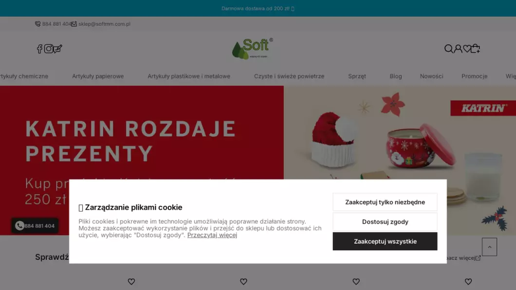 Zrzut ekranu strony Sklep Soft - profesjonalne środki czystości i chemia gospodarcza