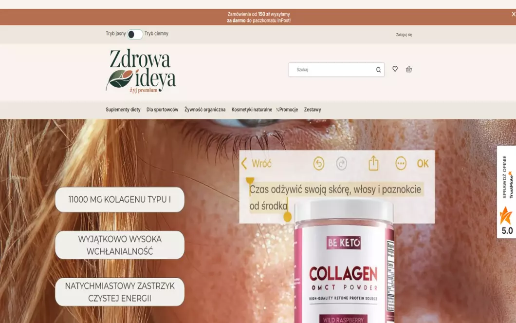 Zrzut ekranu strony Zdrowa Ideya