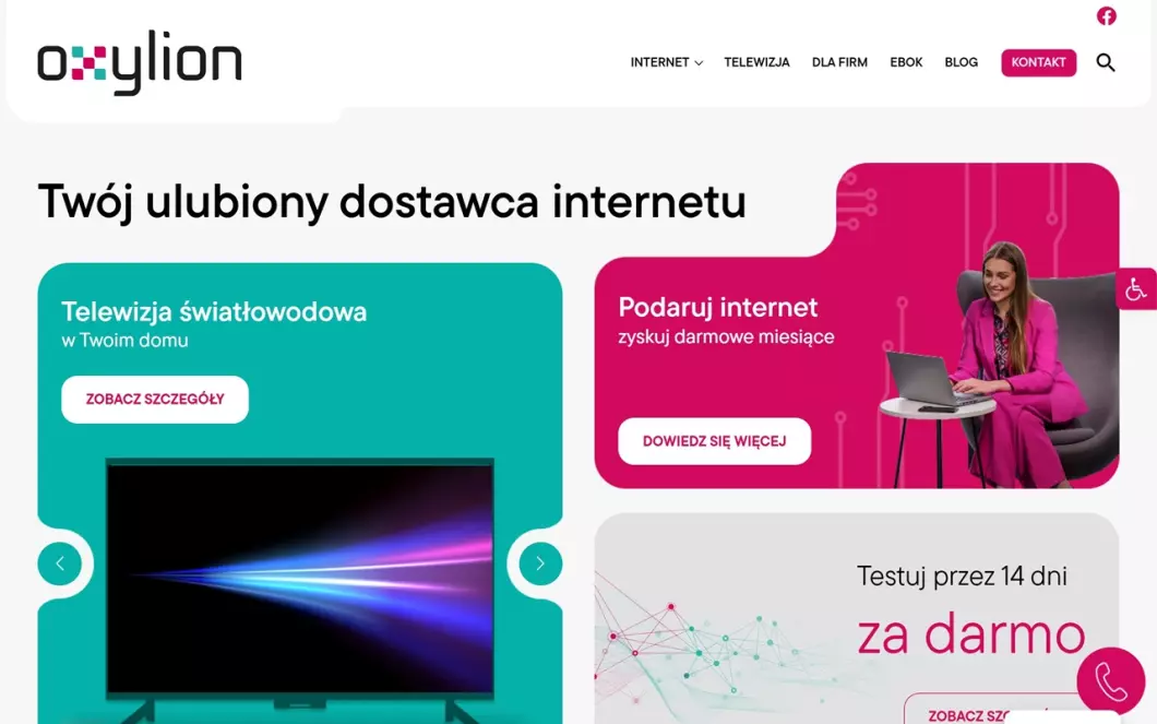 Zrzut ekranu strony Oxylion Internet