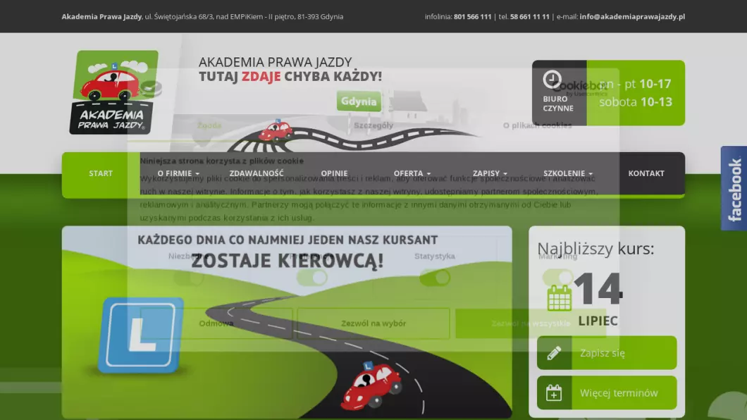 Zrzut ekranu strony Akademia Prawa Jazdy - Nauka jazdy Gdynia