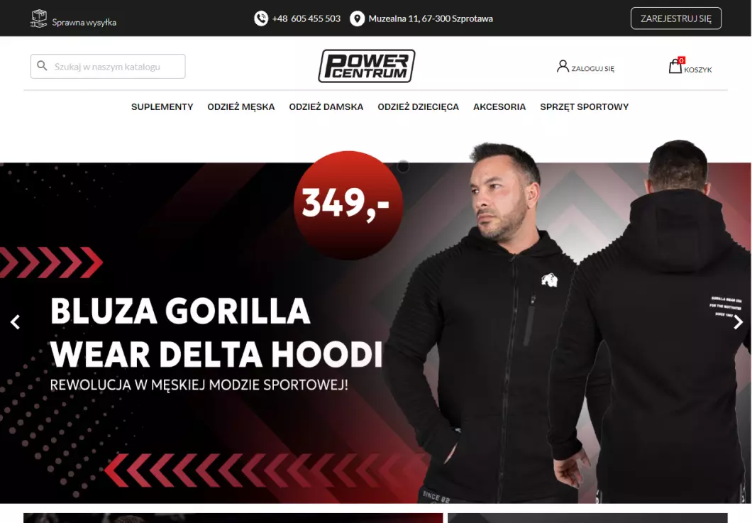 Zrzut ekranu strony Power Centrum