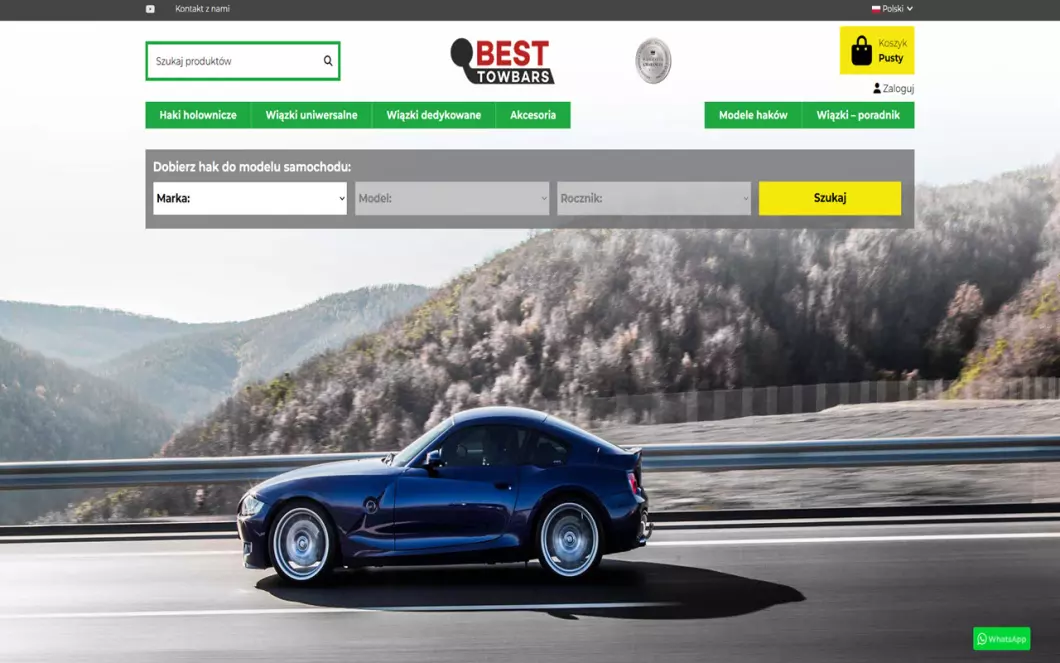 Zrzut ekranu strony Best Towbars