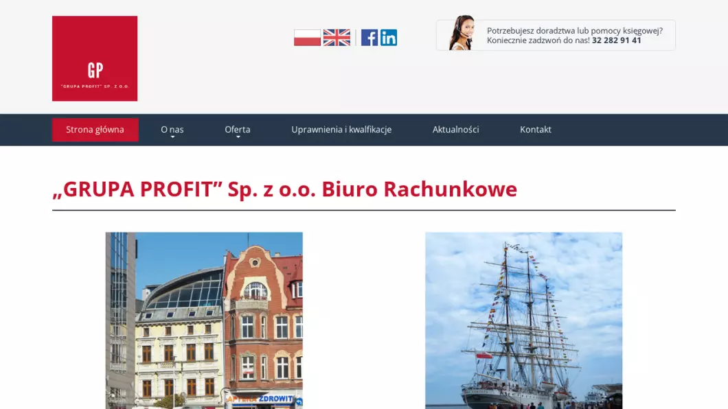 Zrzut ekranu strony GRUPA PROFIT Biuro Rachunkowe w Gdyni i Bytomiu