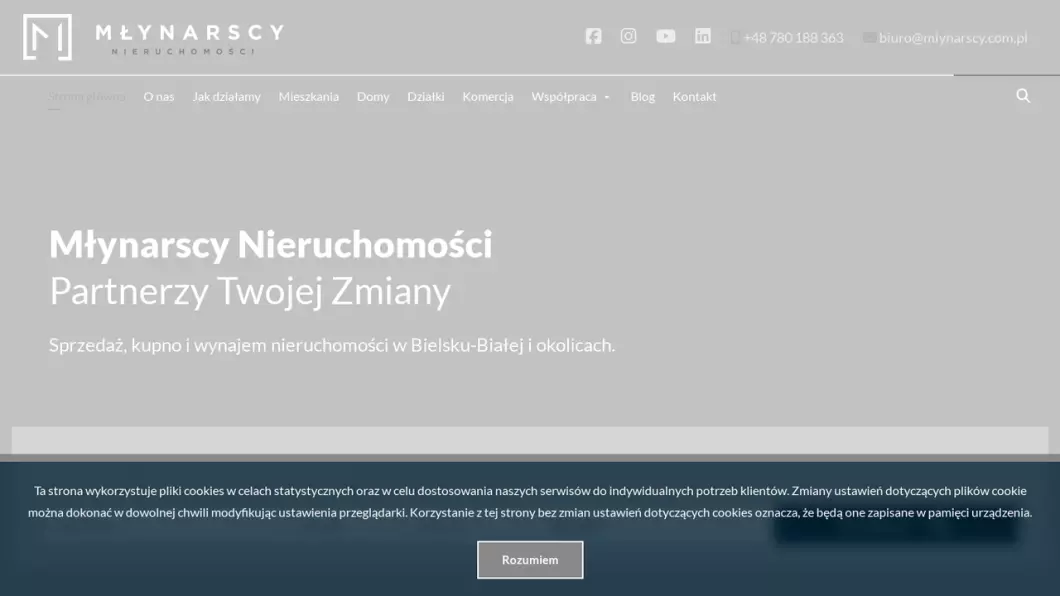 Zrzut ekranu strony Biuro nieruchomości MŁYNARSCY