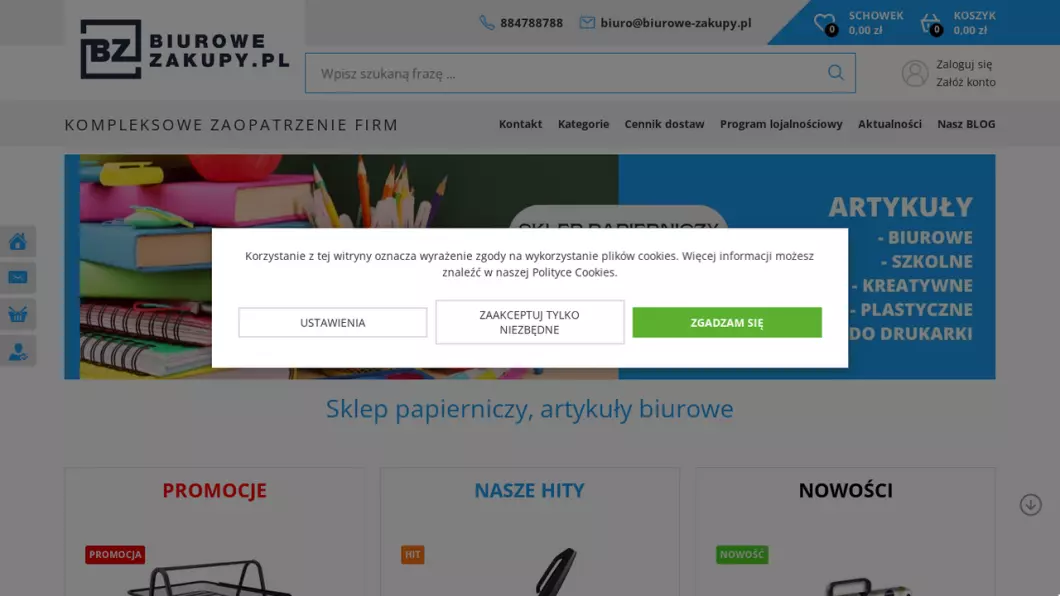 Zrzut ekranu strony Biurowe Zakupy