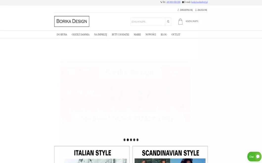 Zrzut ekranu strony Borika Design