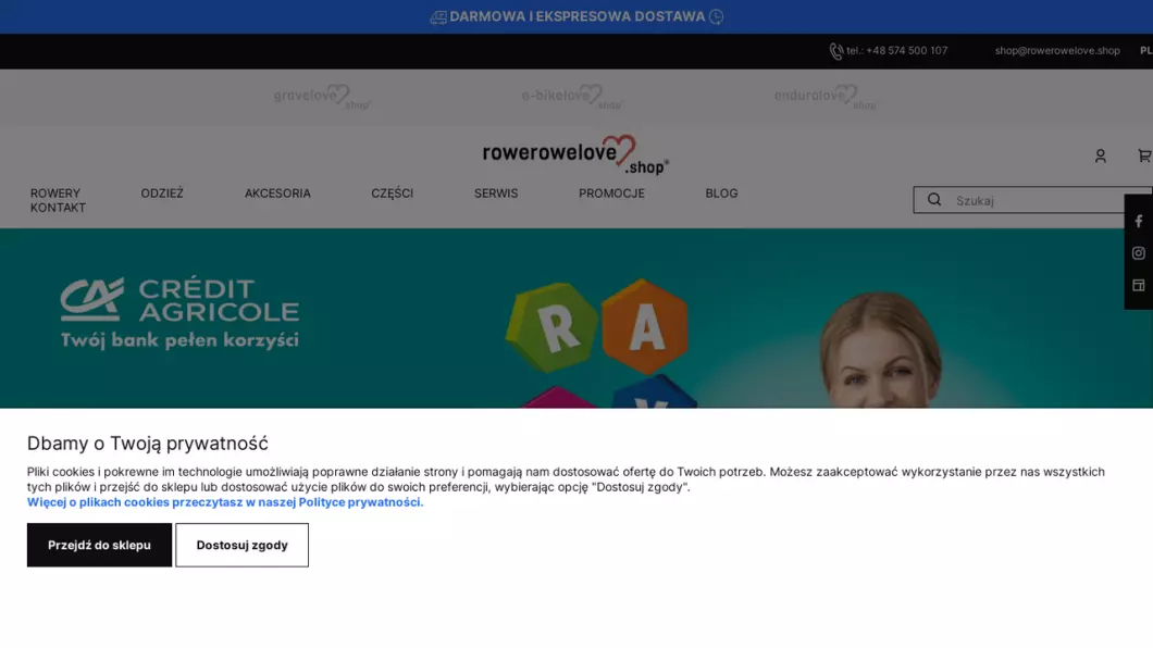 Zrzut ekranu strony Internetowy sklep rowerowy Kraków | Rowerowelove.shop